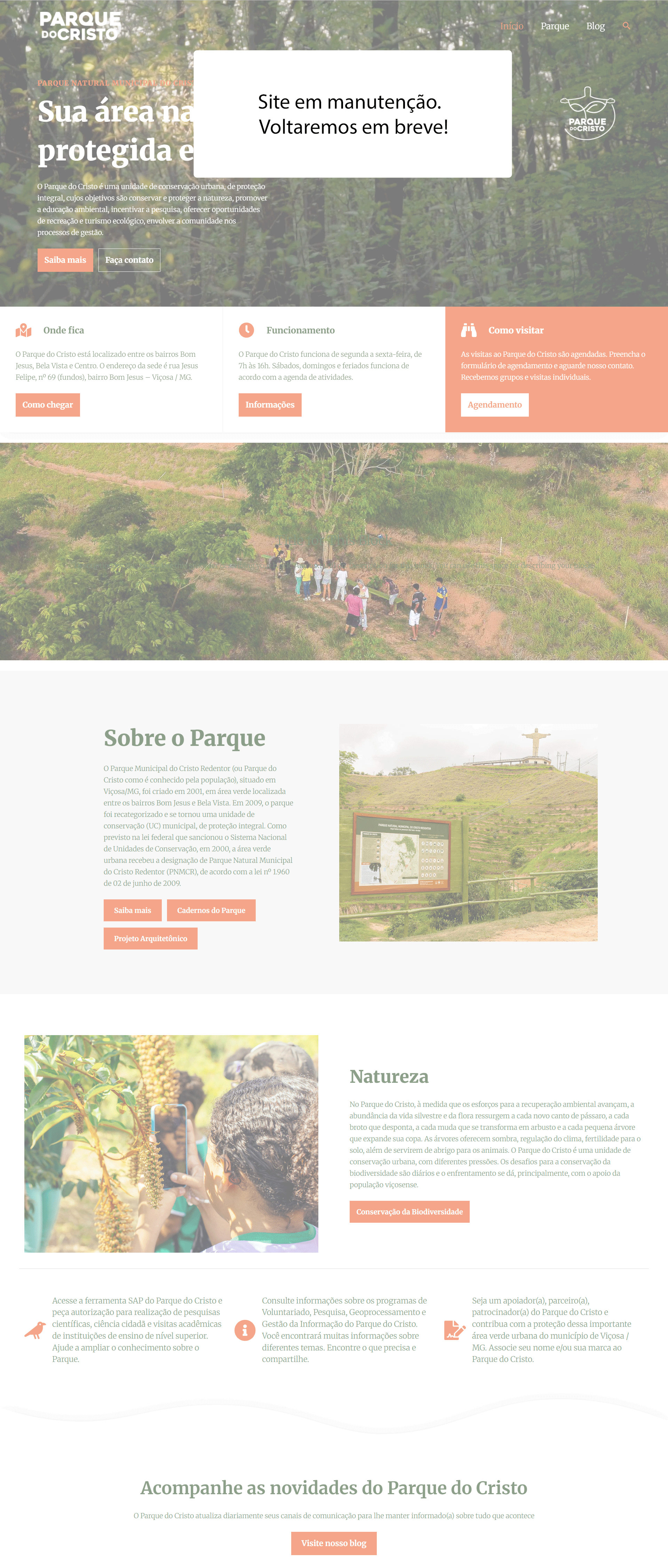 Parque do Cristo em manutençao