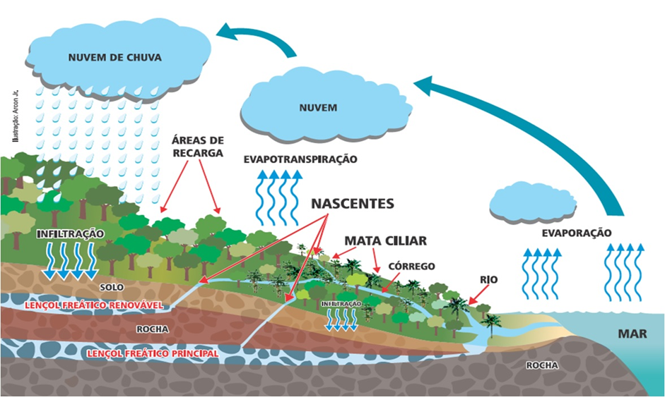 Esquema do ciclo da água