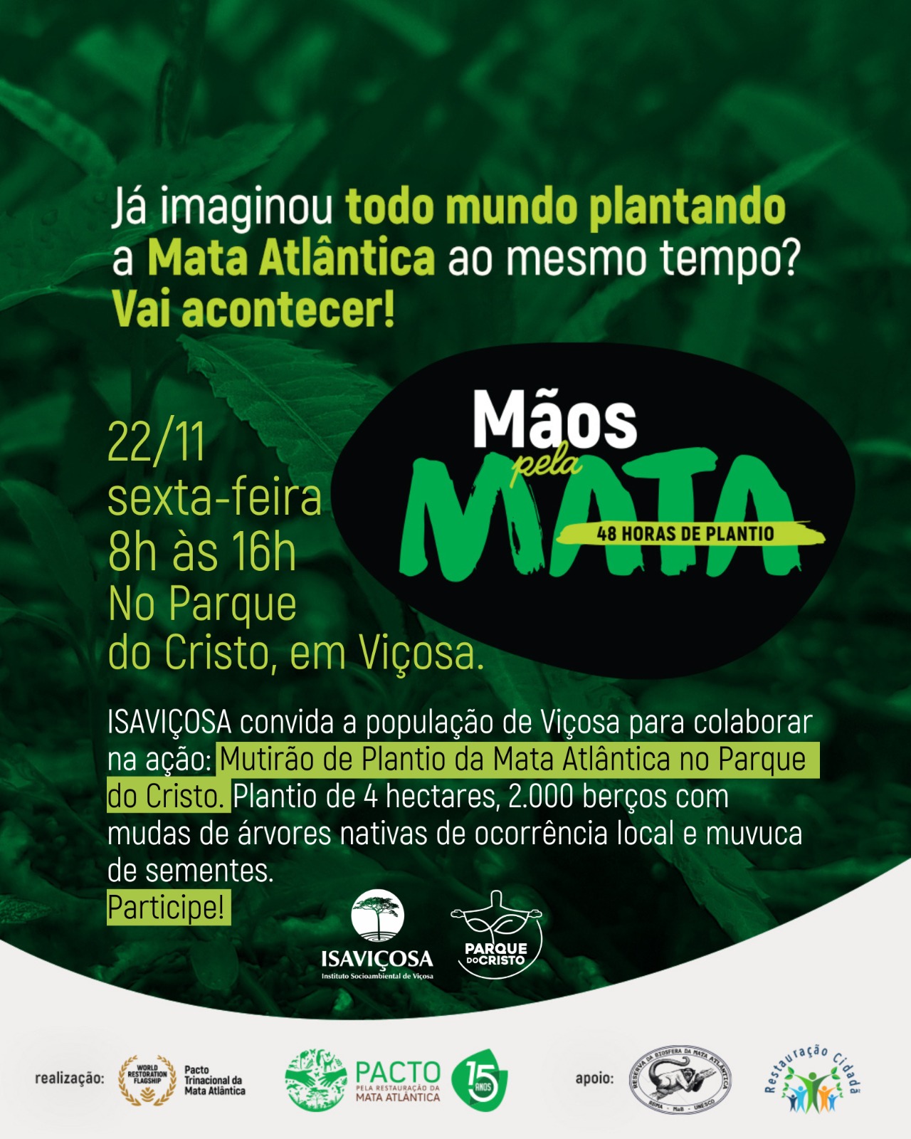 ISAVIÇOSA promove Mutirão de Plantio no Parque do Cristo