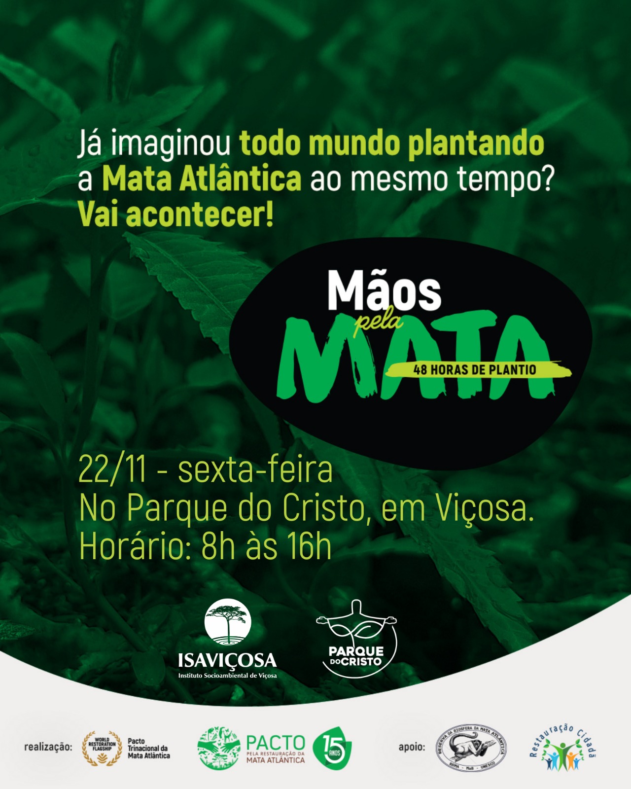 É amanhã o Mutirão de Plantio no Parque do Cristo!