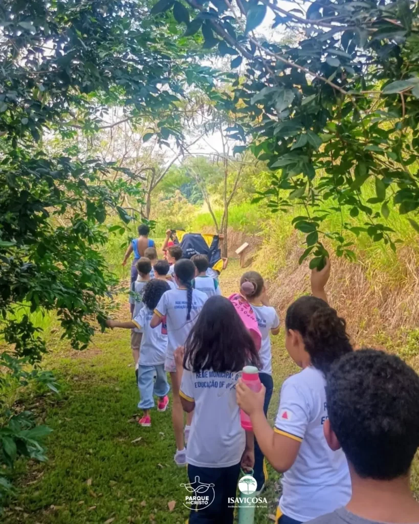 Alunos do 3º ano do CMEDJAF fazem caminhada ecológica e aula integrada no Parque do Cristo