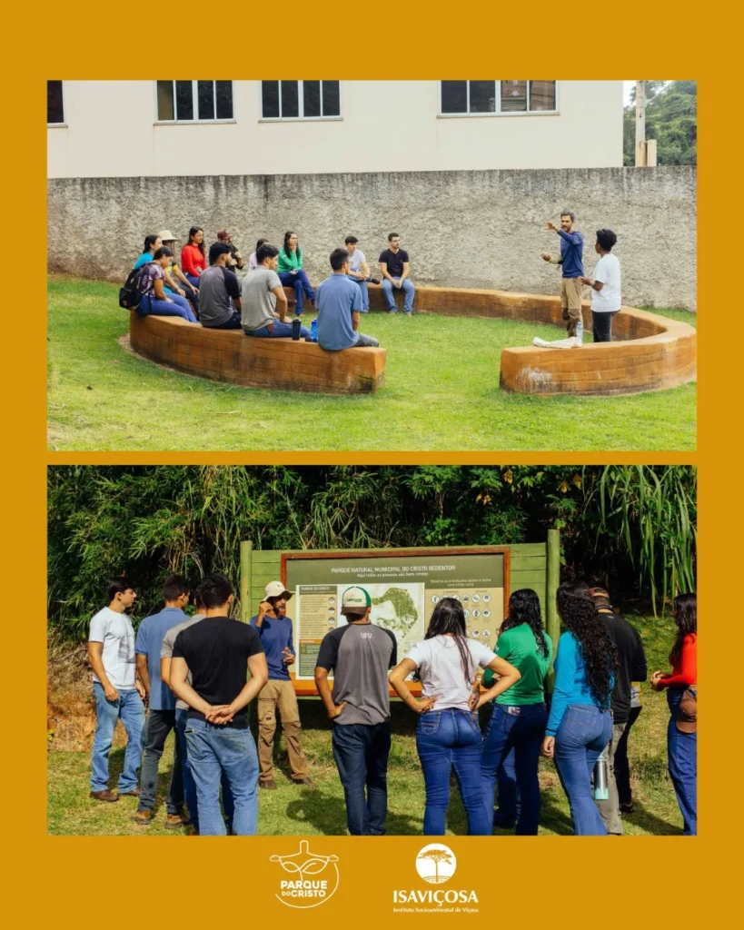Aula de campo sobre conservação de solo e água no Parque do Cristo