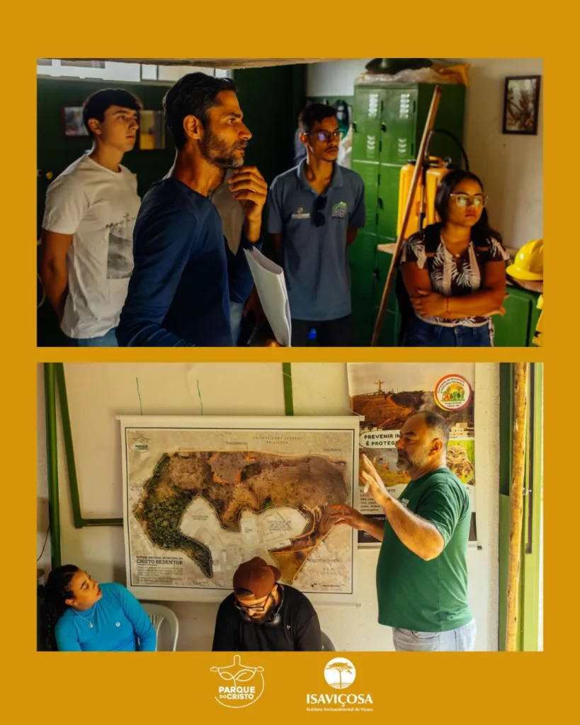 Aula de campo sobre conservação de solo e água no Parque do Cristo
