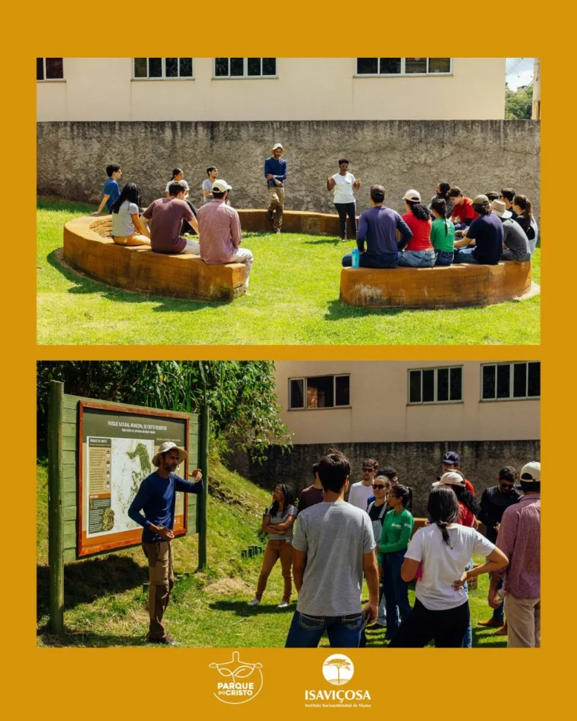 Aula de campo sobre conservação de solo e água no Parque do Cristo