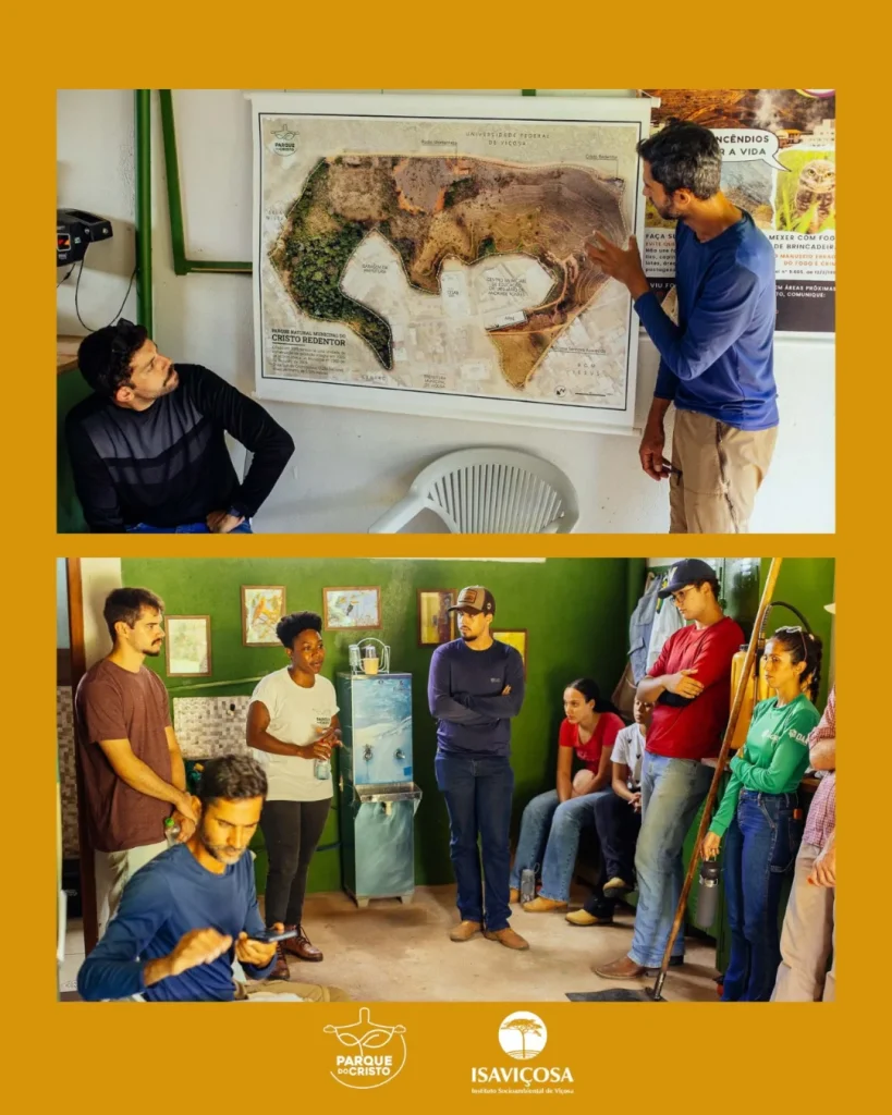 Aula de campo sobre conservação de solo e água no Parque do Cristo