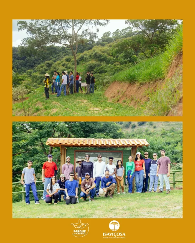Aula de campo sobre conservação de solo e água no Parque do Cristo