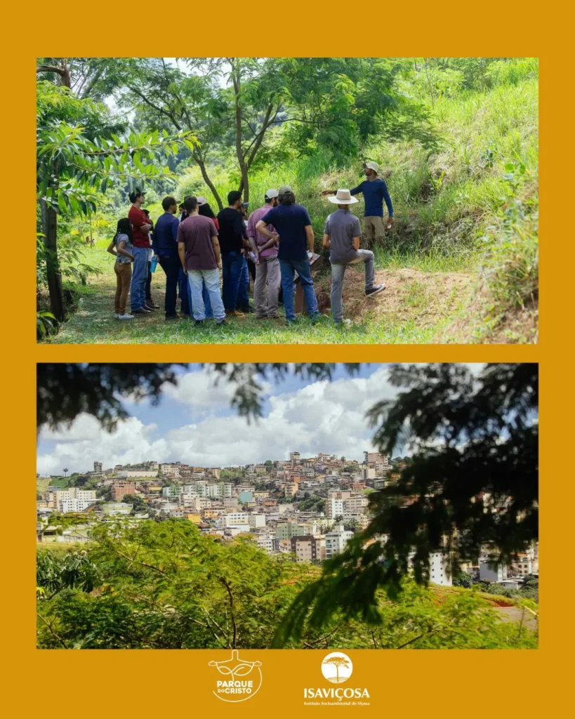 Aula de campo sobre conservação de solo e água no Parque do Cristo
