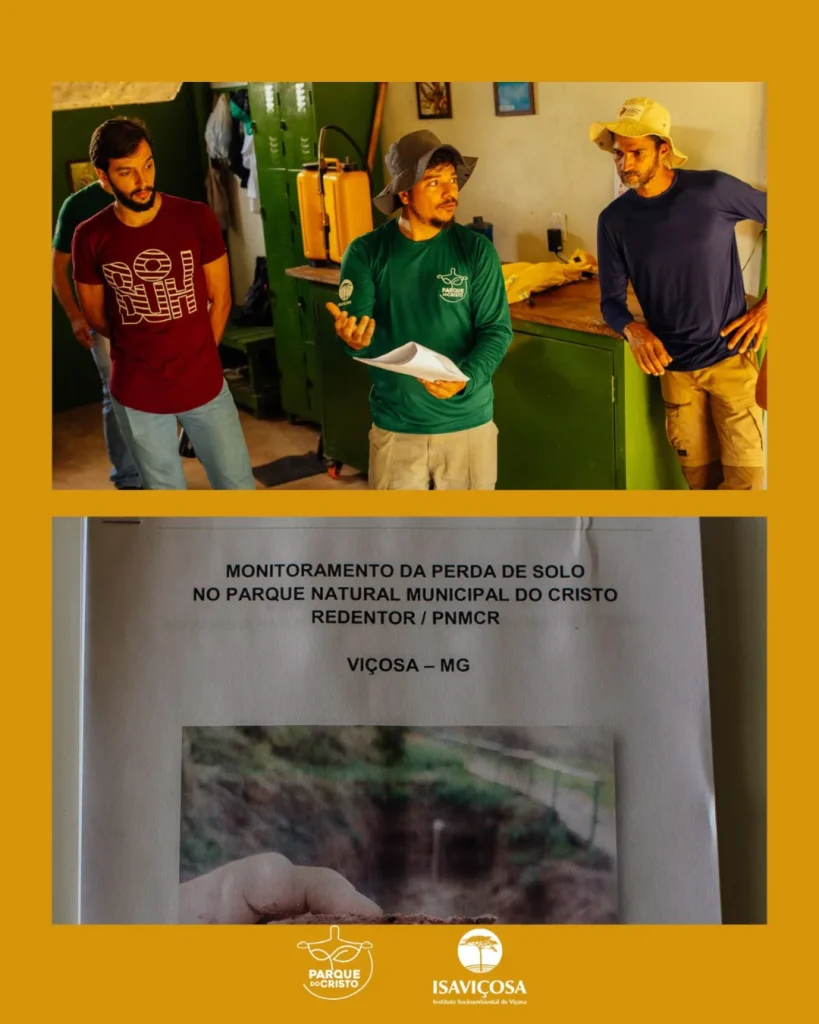 Aula de campo sobre conservação de solo e água no Parque do Cristo