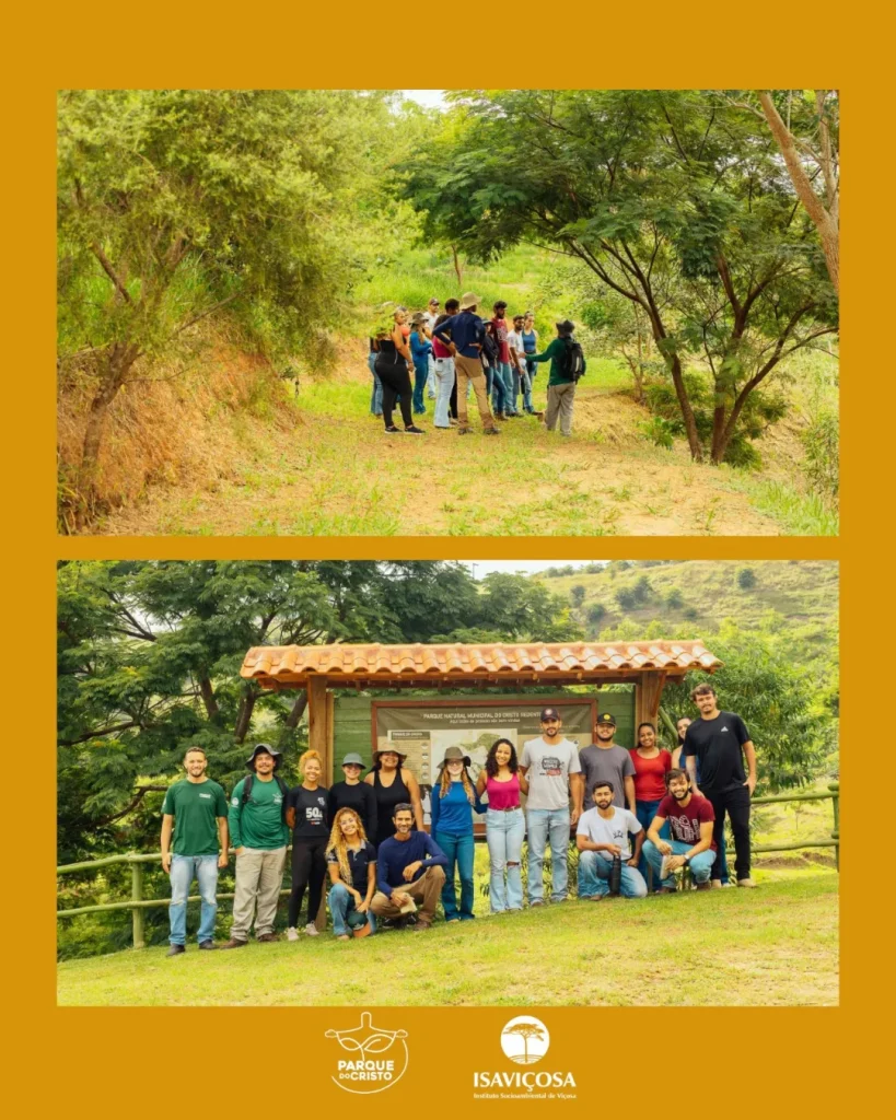 Aula de campo sobre conservação de solo e água no Parque do Cristo