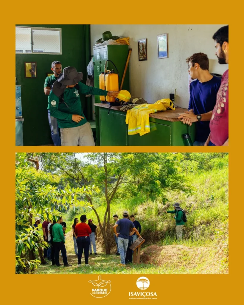 Aula de campo sobre conservação de solo e água no Parque do Cristo