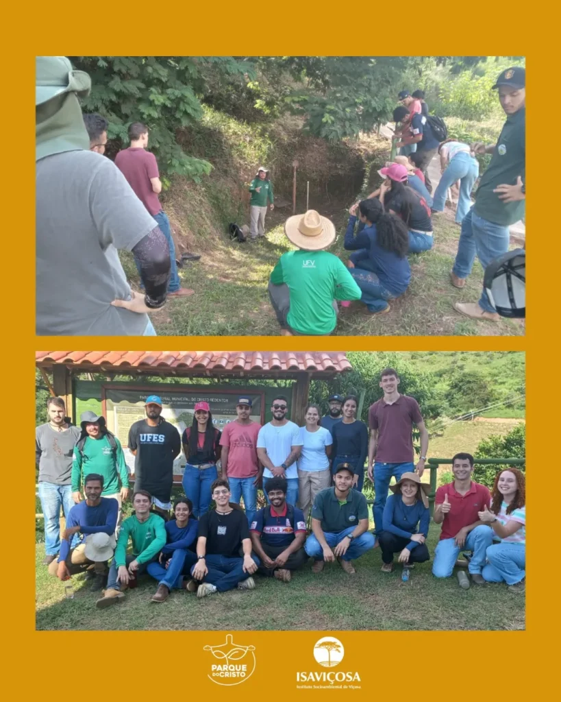 Aula de campo sobre conservação de solo e água no Parque do Cristo