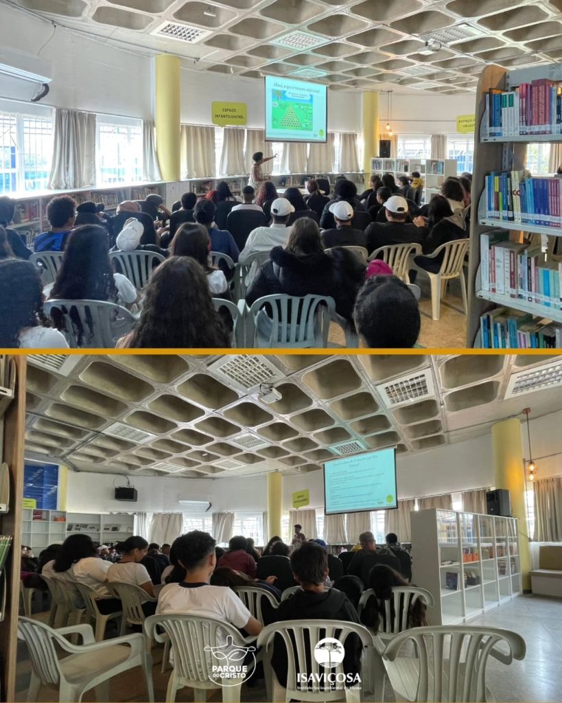 Coordenadora do Programa de Educação Ambiental do Parque do Cristo faz palestra antirracista em escola de São Paulo