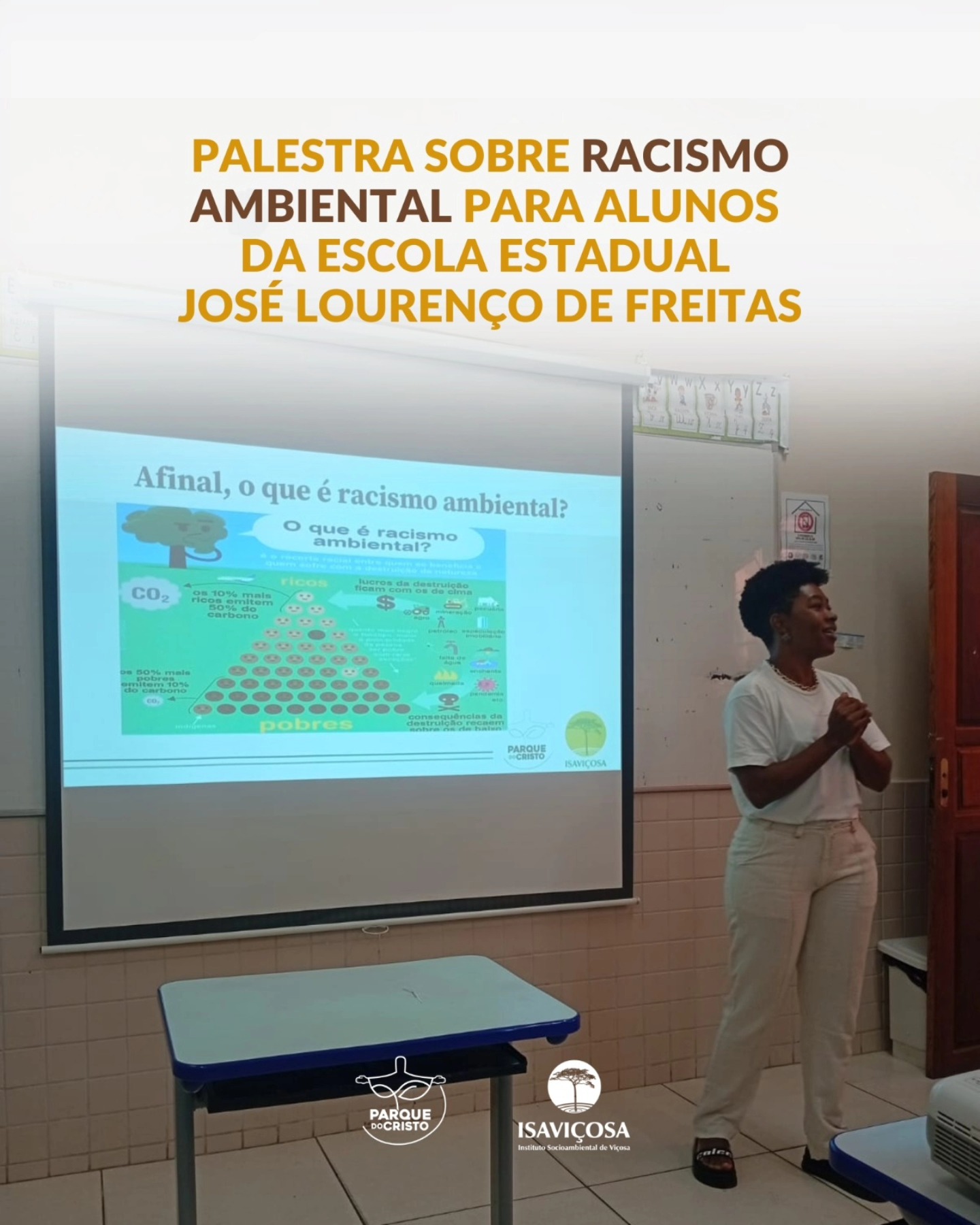 Coordenadora do Programa de Educação Ambiental do Parque faz palestra para estudantes da E.E. José Lourenço de Freitas
