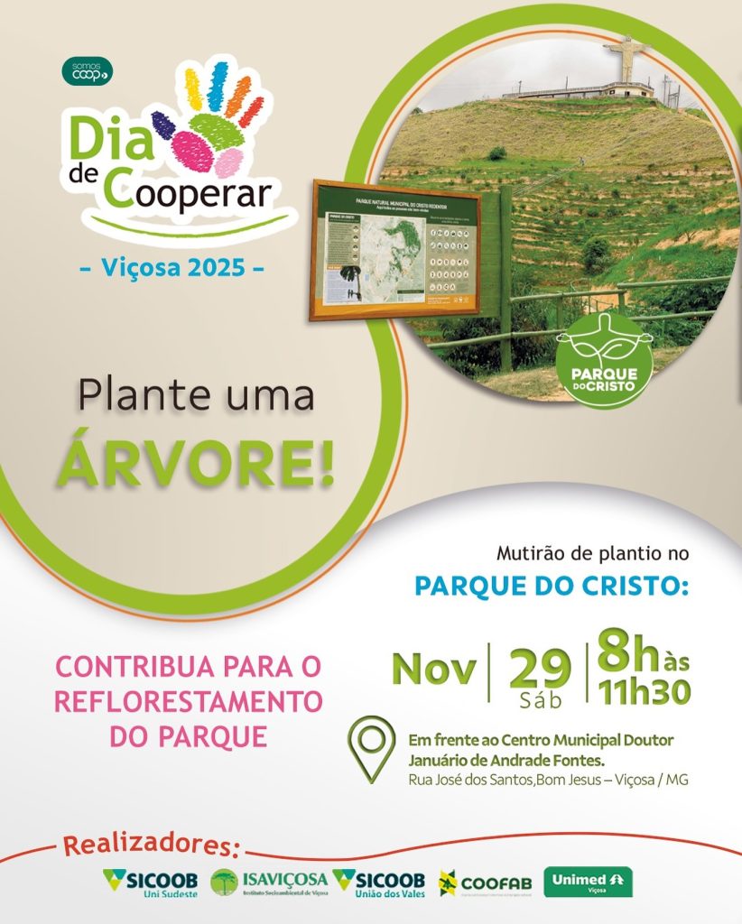 Dia C 2025: cooperativas e ISAVIÇOSA promovem mutirão de plantio no Parque do Cristo