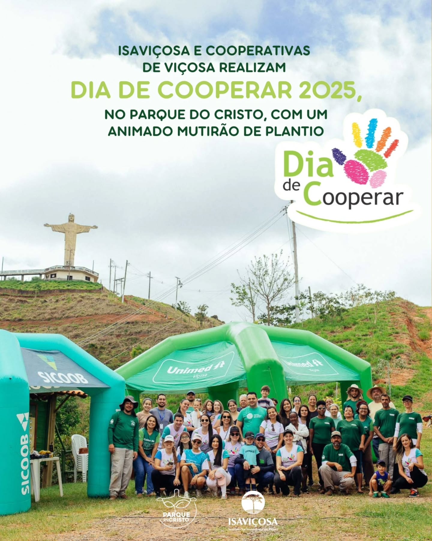 ISAVIÇOSA e Cooperativas de Viçosa realizam Dia de Cooperar 2025, no Parque do Cristo, com um animado Mutirão de Plantio