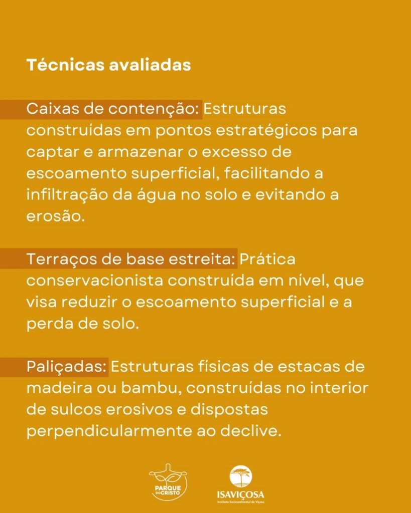 Monitoramento técnico das práticas de conservação de solo e água é realizado no Parque