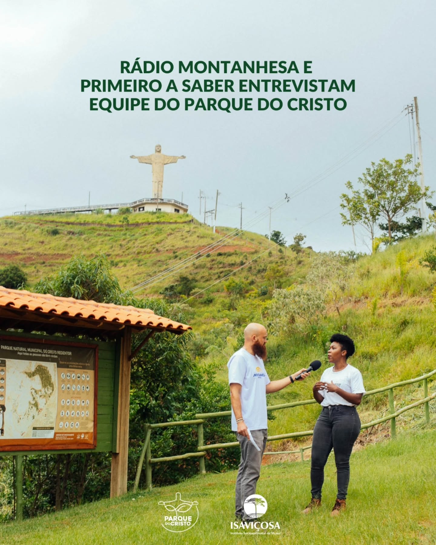 Rádio Montanhesa e Primeiro a Saber entrevistam equipe do Parque do Cristo