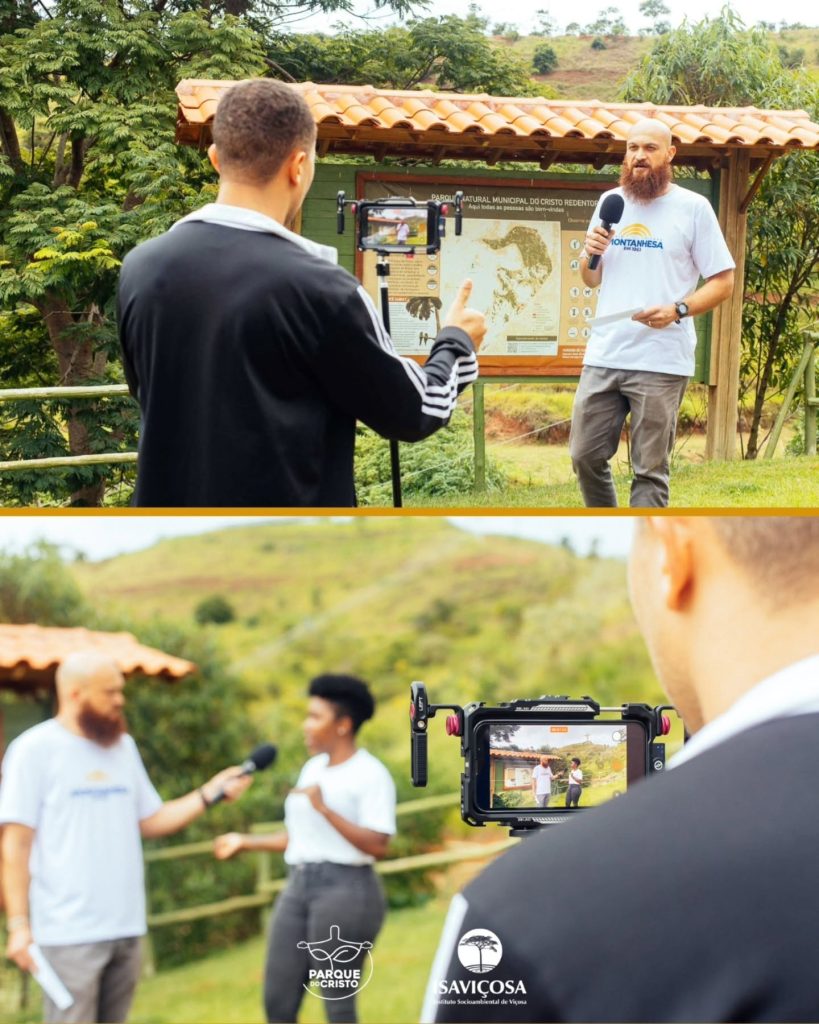 Rádio Montanhesa e Primeiro a Saber entrevistam equipe do Parque do Cristo