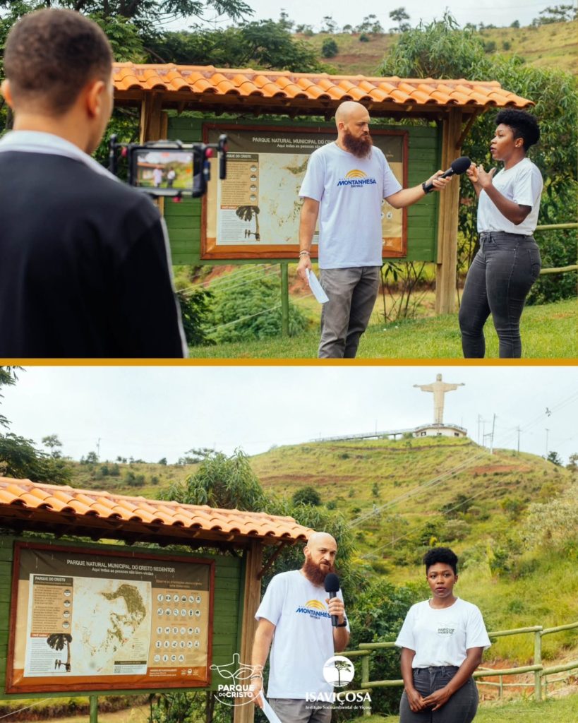 Rádio Montanhesa e Primeiro a Saber entrevistam equipe do Parque do Cristo